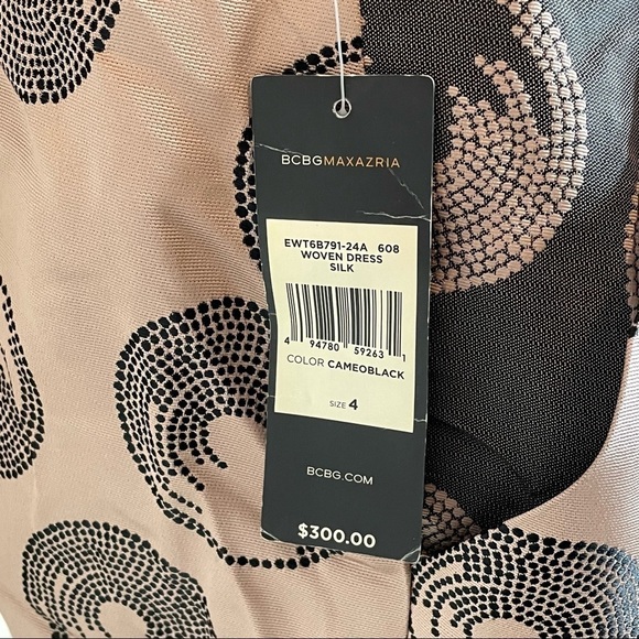 BCBG Maxazria Strapless Woven Silk Cameo Black Dress Size 4 100% Silk NWT $300 - Picture 5 of 10